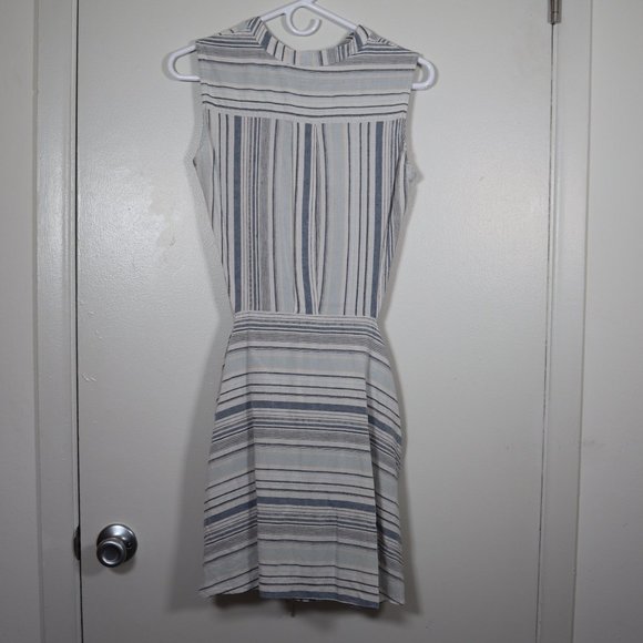 ANTRHO DREW Morgan Tie Front Striped Linen Dress S - Picture 2 of 6